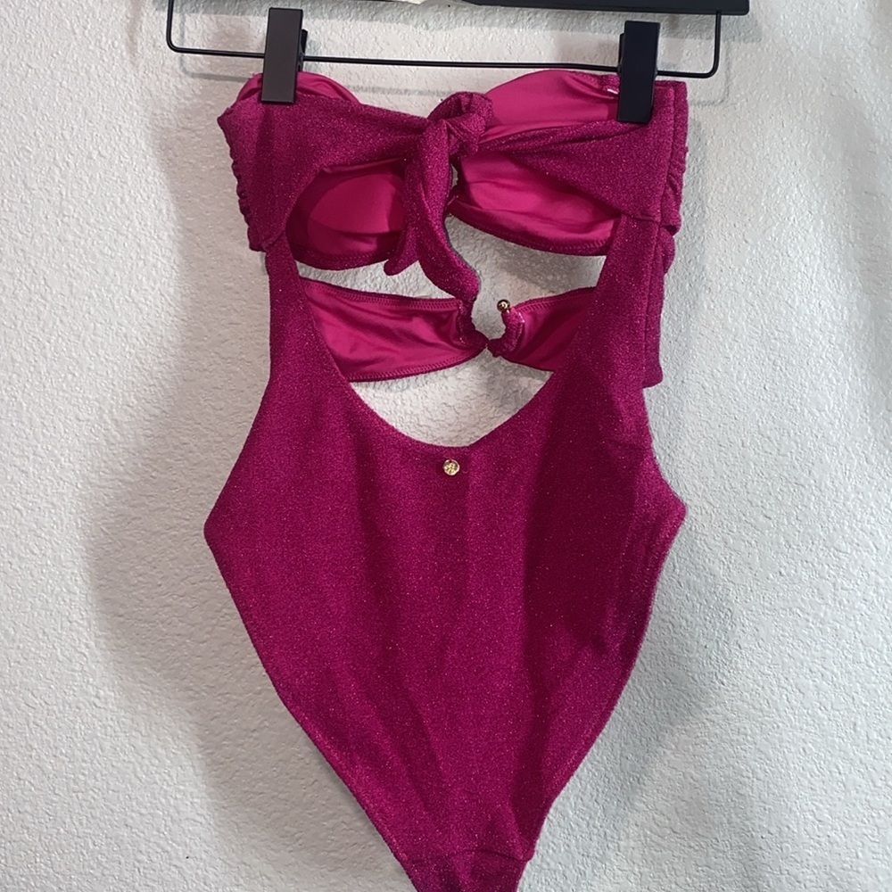 VICTORIA'S SECRET‎ SWIM Shimmer Cut-Out Bandeau One-Piece Swimsuit Size Small - Picture 7 of 13